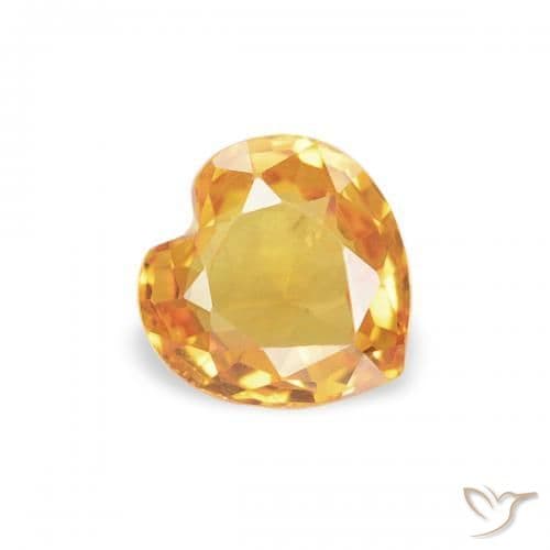 0.41ct Medium Orange Sapphire, Heart Shape, 4.6x4.6 mm