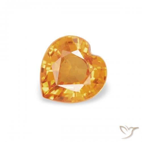 0.39ct Natural Orange-Gold Sapphire, Heart Shape, 4.5x4.4 mm