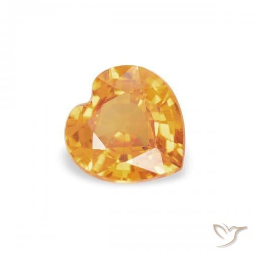 0.39ct Natural Orange-Gold Sapphire, Heart Shape, 4.5x4.4 mm
