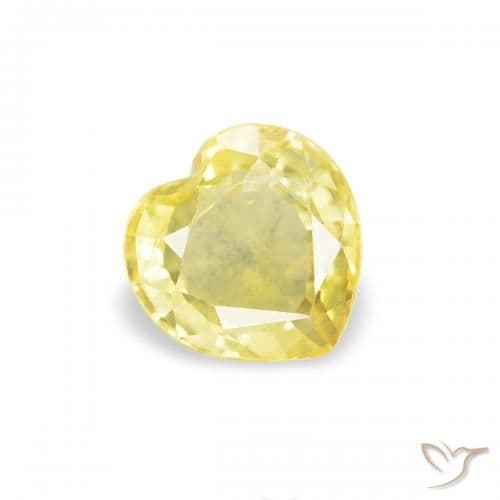 0.40ct Natural Yellow Sapphire, Heart Shape, 4.4x4.4 mm