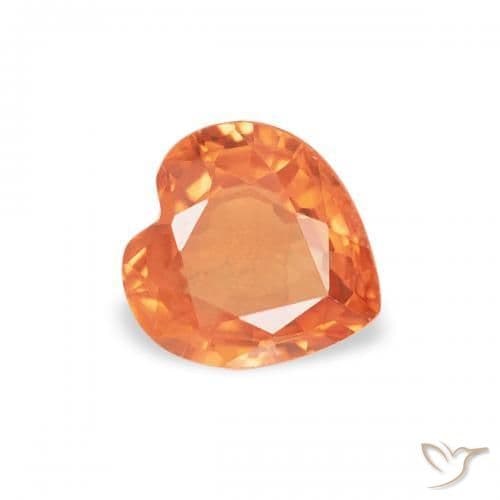 0.45ct Natural Fire Orange Sapphire, Heart Shape, 4.7x4.6 mm