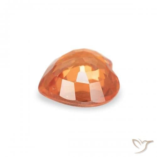 0.45ct Natural Fire Orange Sapphire, Heart Shape, 4.7x4.6 mm