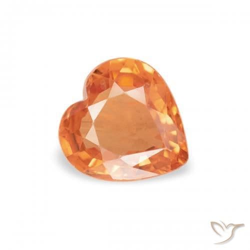 0.38ct Medium Orange Sapphire, Heart Shape, 4.8x4.7 mm