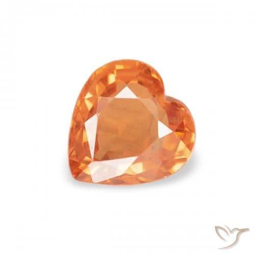 0.38ct Medium Orange Sapphire, Heart Shape, 4.8x4.7 mm