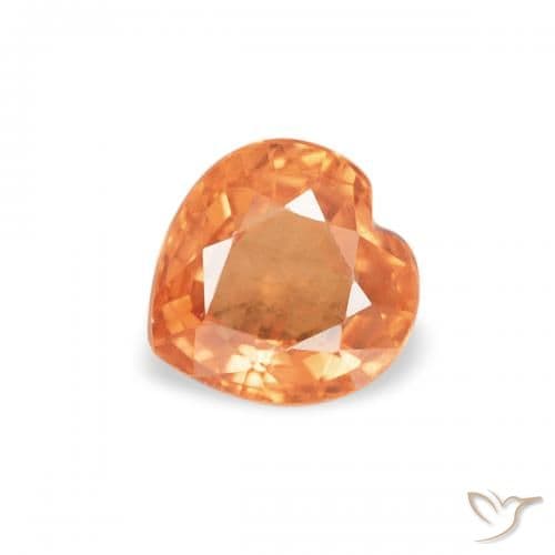 0.43ct Bright Orange Sapphire, Heart Shape, 4.5x4.5 mm