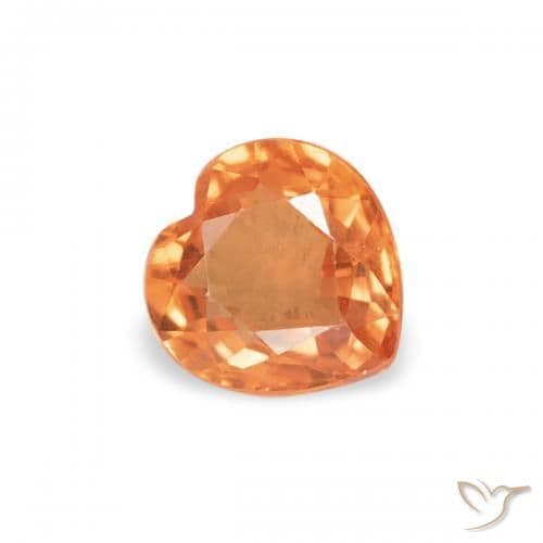 0.43ct Bright Orange Sapphire, Heart Shape, 4.5x4.5 mm