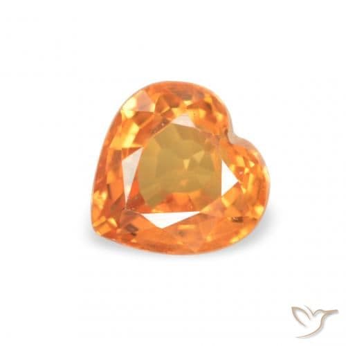 0.42ct Bright Orange Sapphire, Heart Shape, 4.5x4.5 mm