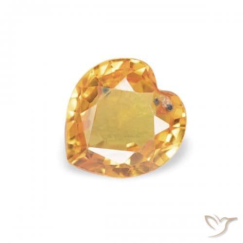 0.43ct Natural Orange-Gold Sapphire, Heart Shape, 4.7x4.5 mm