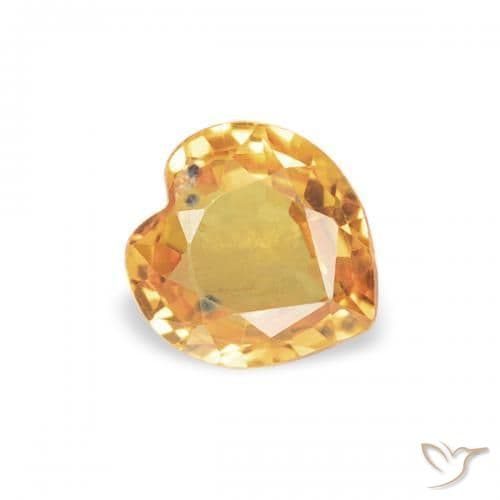 0.43ct Natural Orange-Gold Sapphire, Heart Shape, 4.7x4.5 mm