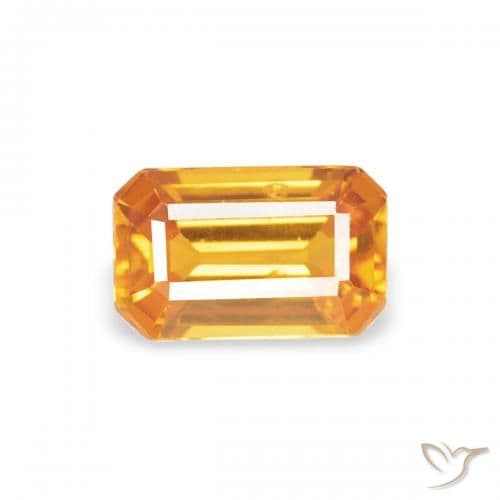 0.41ct Natural Orange-Gold Sapphire, Emerald Cut, 5x3.2 mm