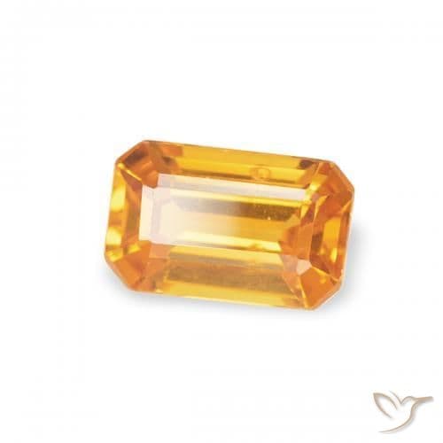 0.41ct Natural Orange-Gold Sapphire, Emerald Cut, 5x3.2 mm