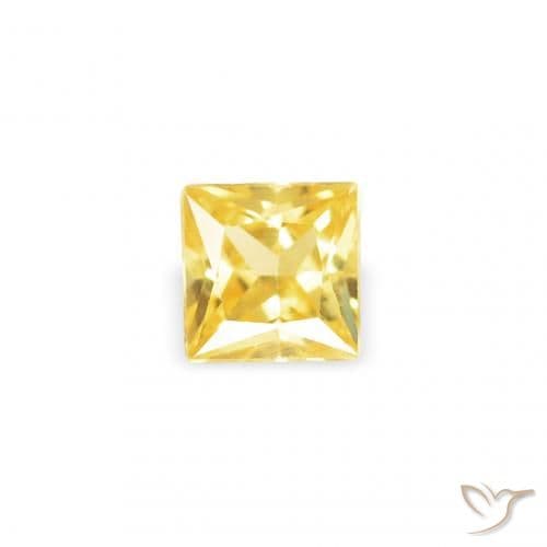 0.18ct Natural Medium Yellow Sapphire, Square, 2.9x2.9 mm