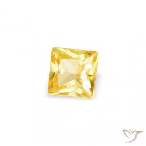 0.18ct Natural Medium Yellow Sapphire, Square, 2.9x2.9 mm