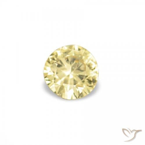 1.54ct Natural Light Yellow Sapphire, Round Cut, 1.41 mm
