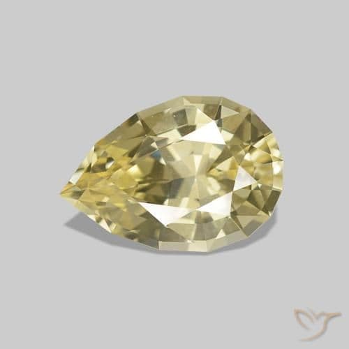1.37ct Natural Light Yellow Sapphire, Pear Shape, 8.4x5.9 mm