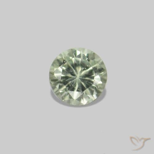 2.27ct Natural Very Light Green Sapphire, Round Cut, 1.63 mm