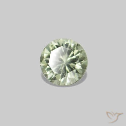 2.27ct Natural Very Light Green Sapphire, Round Cut, 1.63 mm