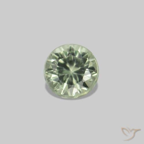 2.25ct Natural Light Pear Green Sapphire, Round Cut, 1.62 mm