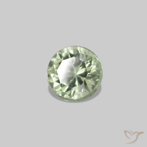 2.25ct Natural Light Pear Green Sapphire, Round Cut, 1.62 mm