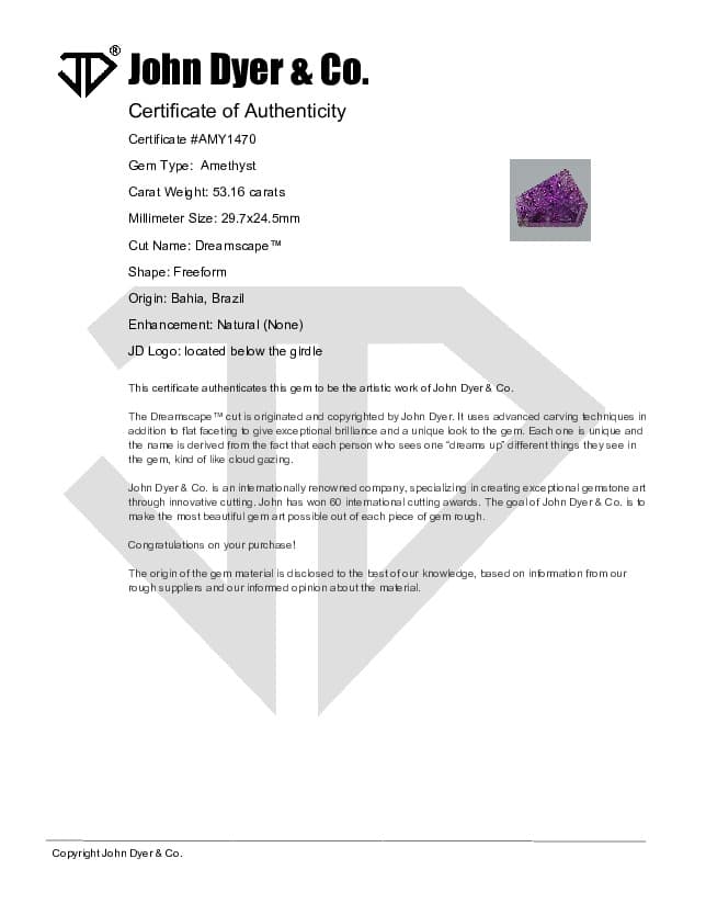 Amethyst Dreamscape™ Cut 53.16 carats