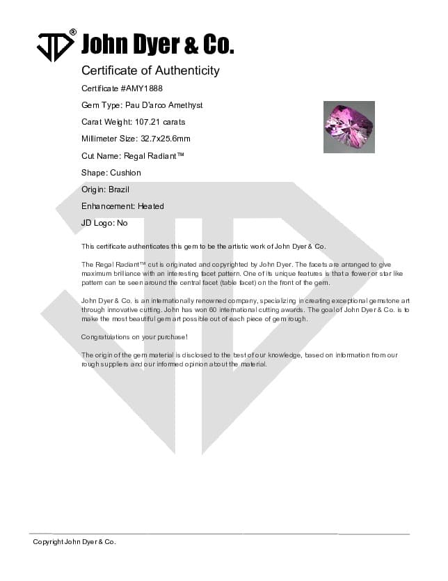 Pau D'arco Amethyst Regal Radiant™ Cut 107.21 carats