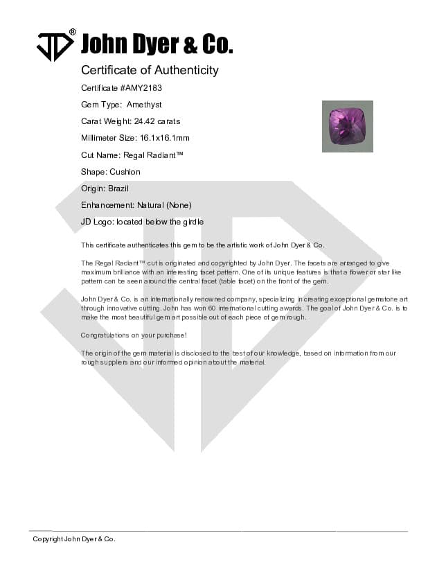 Amethyst Regal Radiant™ Cut 24.42 carats