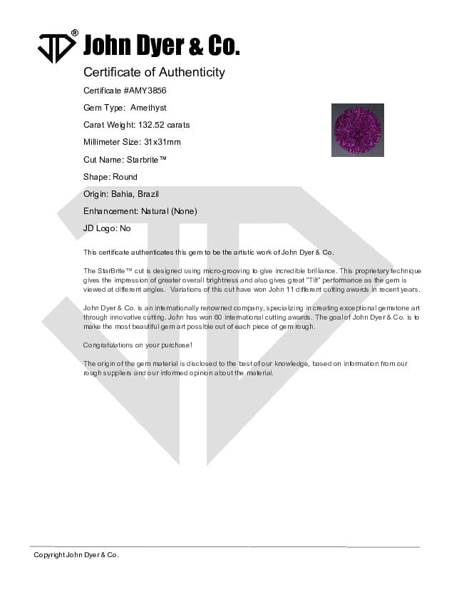 Amethyst Starbrite™ Cut 132.52 carats