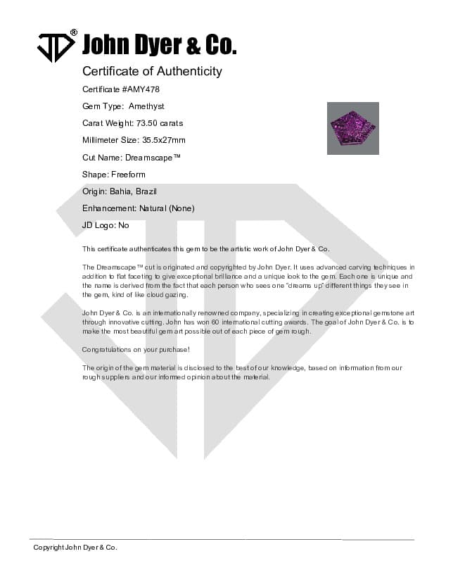 Amethyst Dreamscape™ Cut 73.50 carats