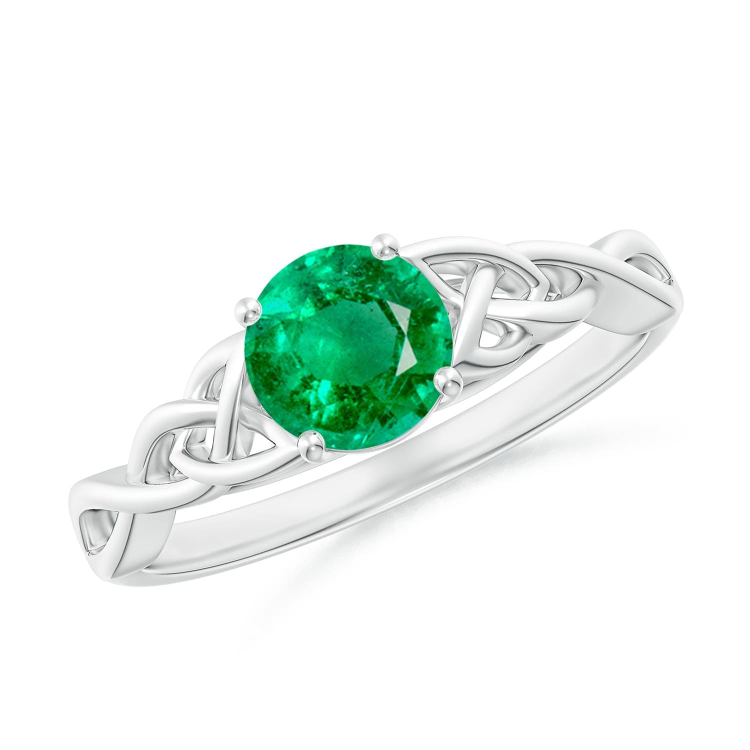 Round Emerald Celtic Knot Engagement Ring