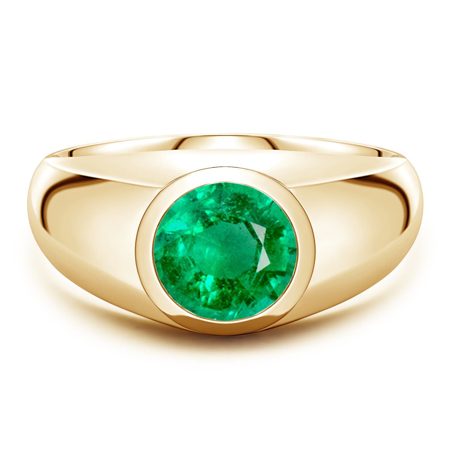 Round Emerald Men’s Signet Ring