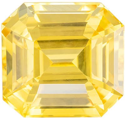 GIA Certified Yellow Sapphire - Medium Pure Yellow - 7.39 carats - Emerald Cut - 10.51 x 9.72mm