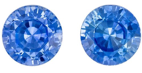 Natural Blue Sapphire - Round Cut - Matching Pair - 1.93 carats - 5.6mm