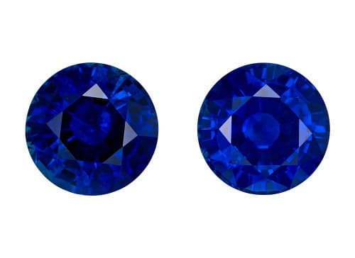 Pair 4.71 ct Vivid Royal Blue Sapphires in Round Shape, Super Gems, 7.5 mm