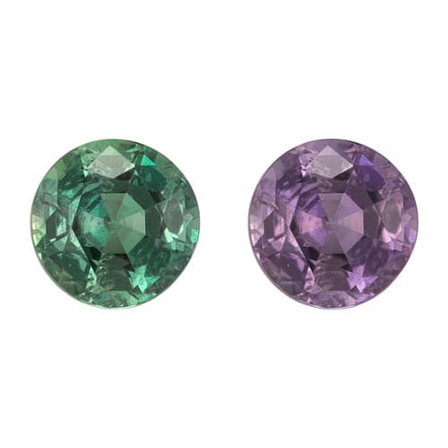 0.35 Carat Fine Color Change Alexandrite Gemstone, Round Shape, 4.1 mm