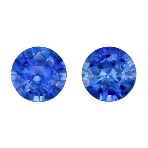 0.60 Carat Matching Blue Sapphires, Fine Gems, Round 4 mm Size