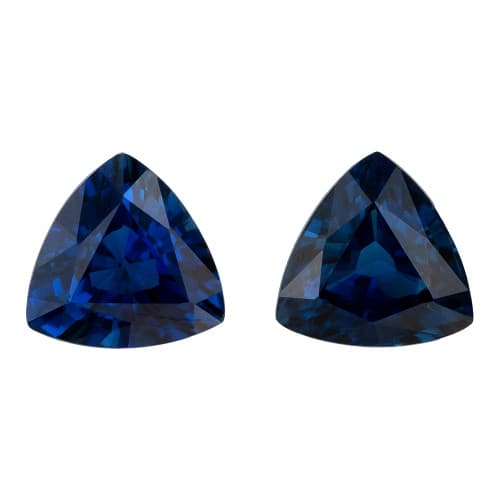 1.13 Carat Matching Blue Sapphires, Fine Gems, Trillion 5 x 5 mm Size