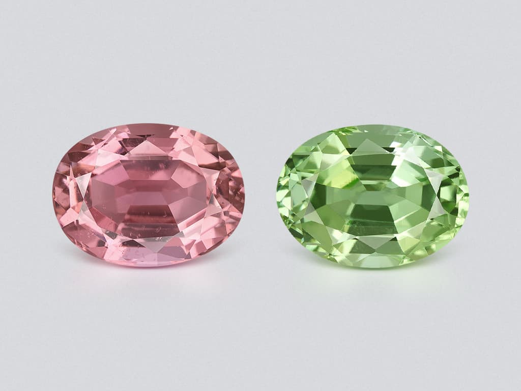 Contrasting pair of tourmalines oval cut 17.00 carats, Colombia ID 11057