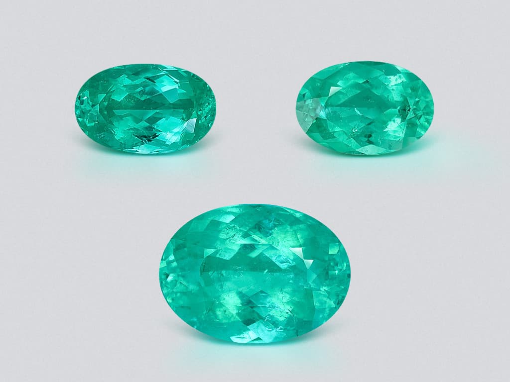 Set of tourmalines Paraiba Neon green oval cut 11.06 carats, Mozambique ID 10980