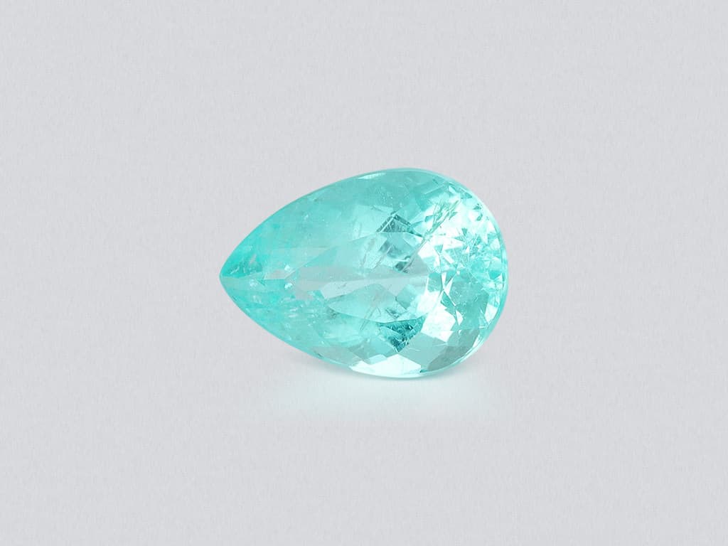 Neon tourmaline Paraiba greenish blue pear cut 1.91 carats, Mozambique ID 10988