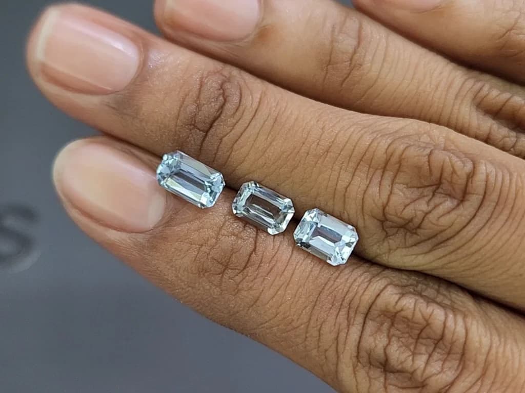 Set of aquamarines octagon cut 2.79 carats, Madagascar ID 11019