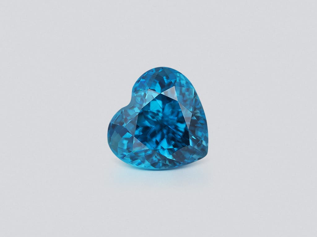 Zircon neon blue heart shape 13.09 carats, Cambodia ID 10821
