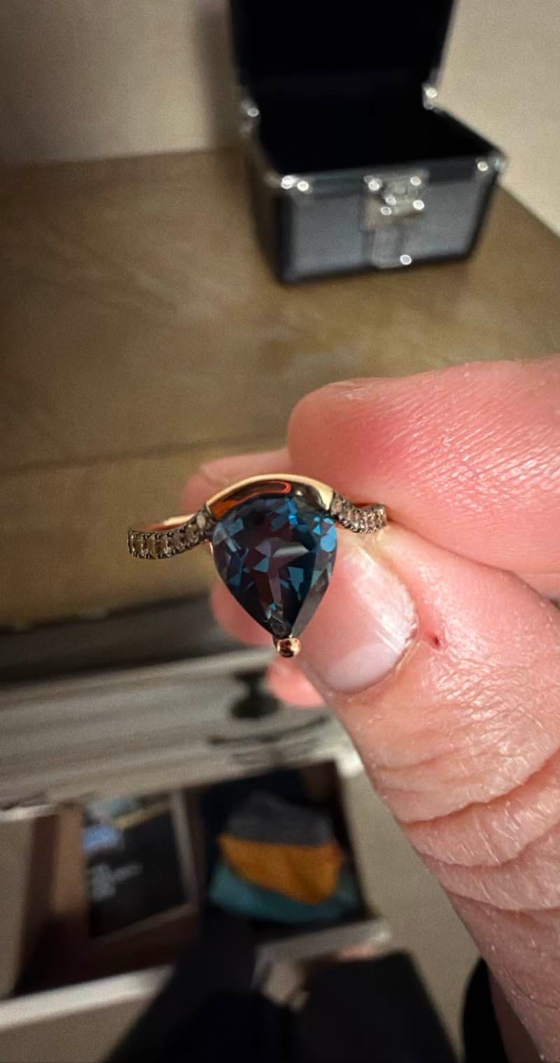 Blue Topaz Ring with Diamond Accents
