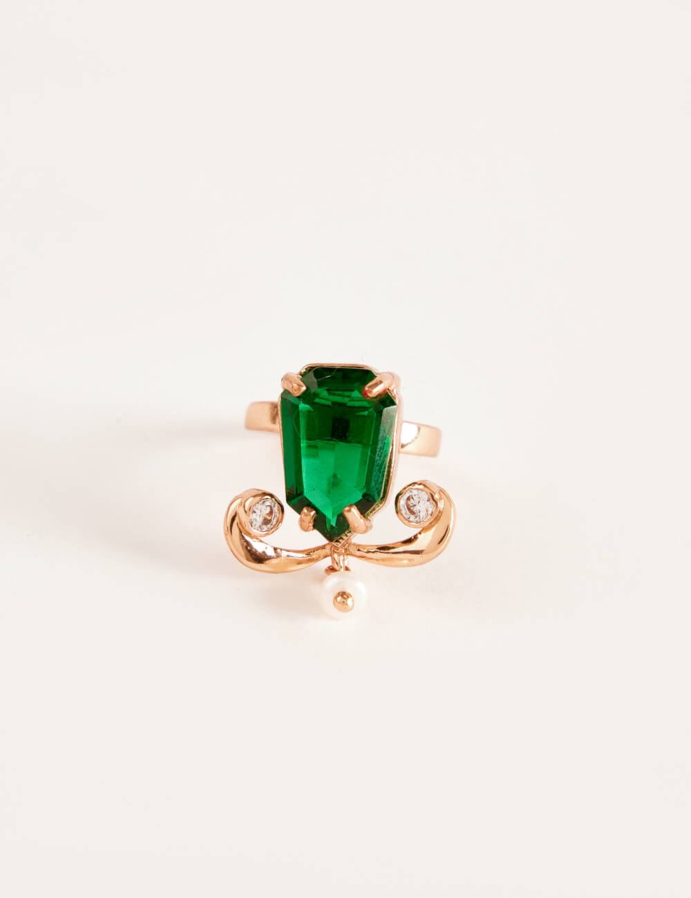 Green Emerald Ring with Accent Stones
