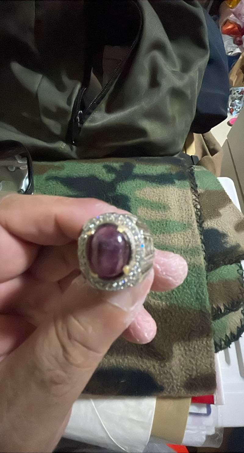 Ruby Cabochon Ring with Diamond Accents