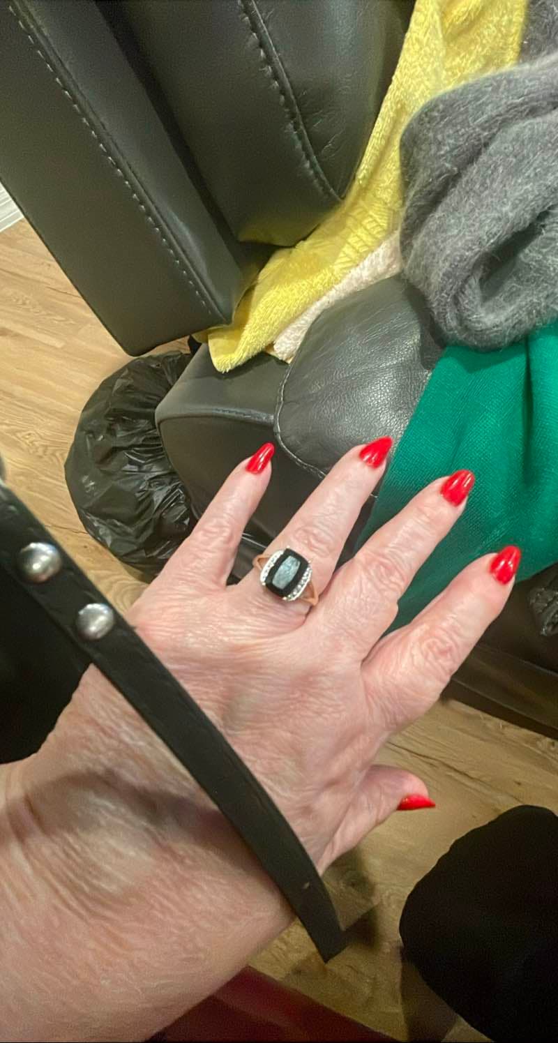 Black Tourmaline Ring with Diamond Accents