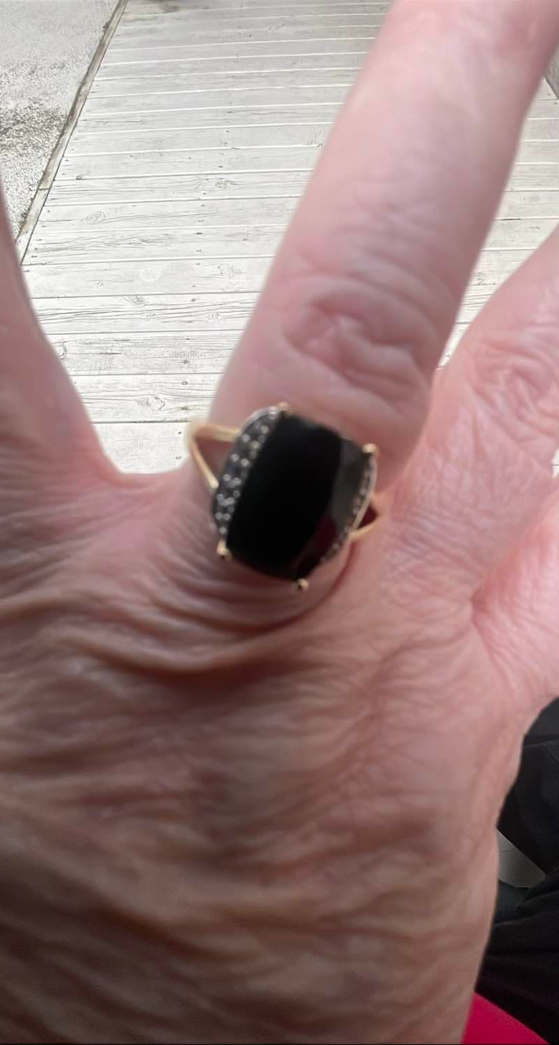 Onyx Ring with Diamond Accents
