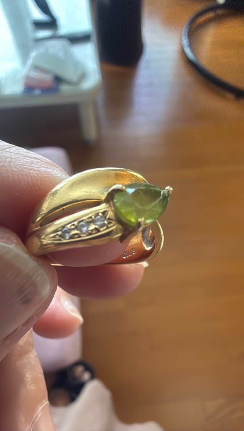 Peridot Ring with Diamond Accents