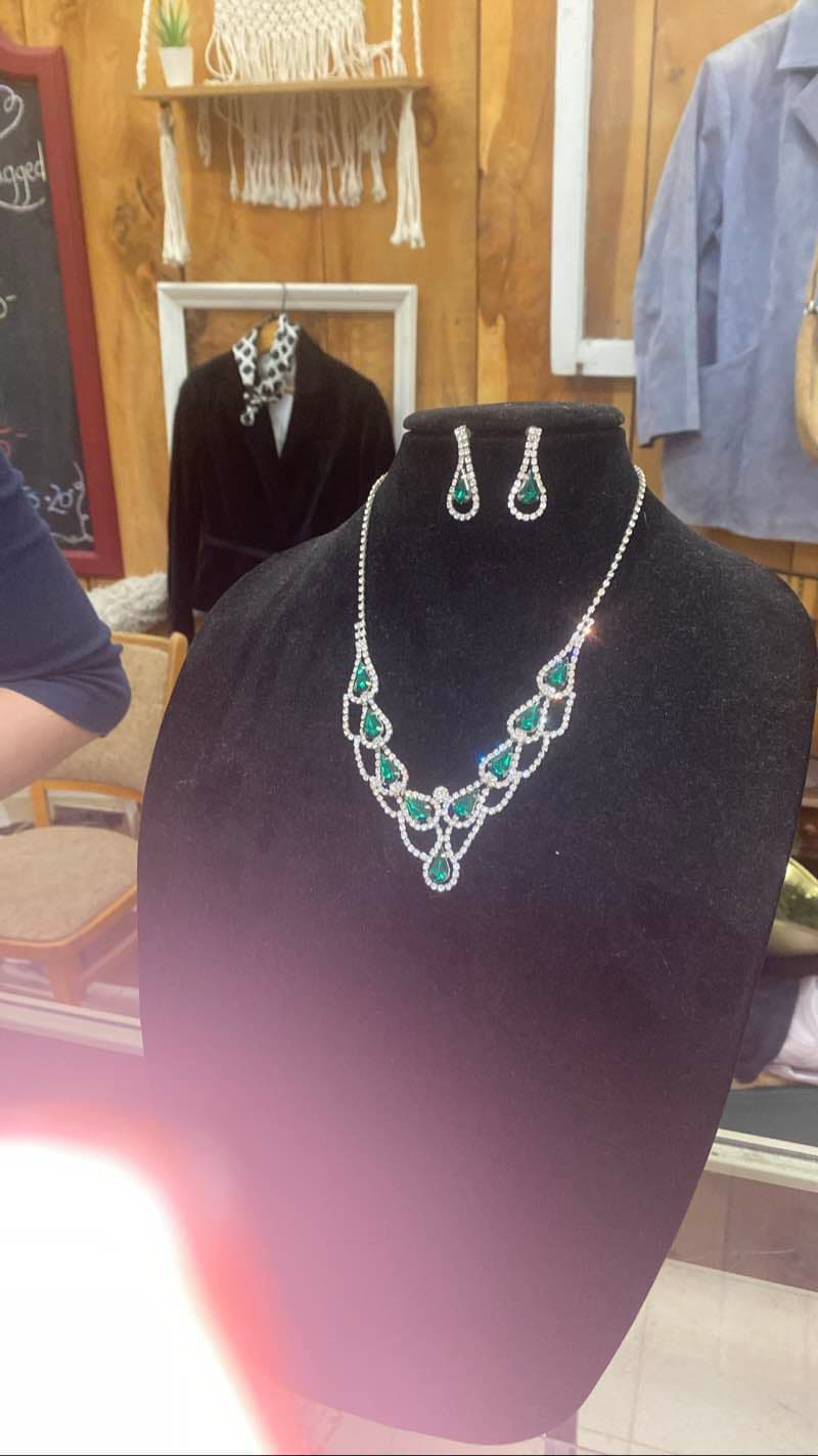 Emerald Necklace and Earring Set