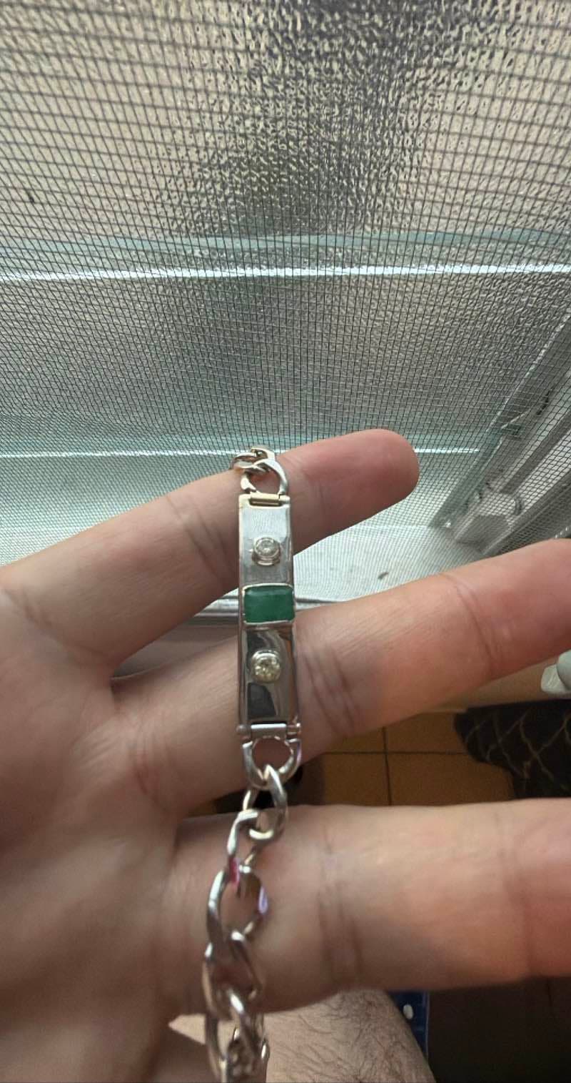 Bracelet with Green Stone & Diamonds