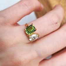 Peridot and Diamond Ring
